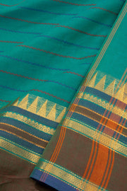 Green Handloom Chettinad Cotton Saree With Temple Border 10075902