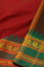 Maroon Handloom Chettinad Cotton Saree 10075916