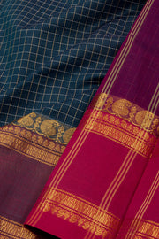 Blue Handloom Chettinad Cotton Saree 10075918
