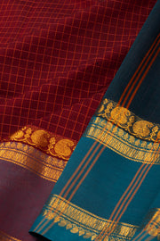 Maroon Handloom Chettinad Cotton Saree 10075919