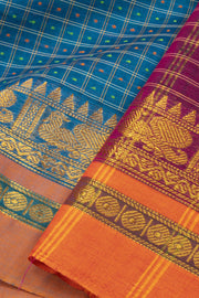 Blue Thousand Buttas Chettinad Cotton Saree 10075972