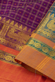 Purple Thousand Buttas Chettinad Cotton Saree 10075974