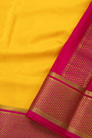 Yellow Mysore Crepe Silk Saree With Pink Border 10043564 