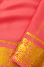 Blush Pink Monotone Mysore Crepe Silk Saree With Floral Border 10043578 
