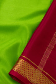 Parrot Green Mysore Crepe Silk Saree With Floral Border 10051316