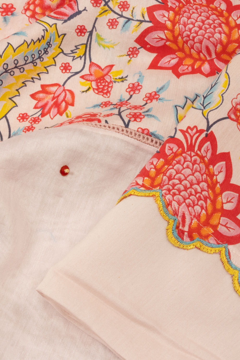 Baby Pink Handcrafted White Printed Concept Silk Saree - Avishya