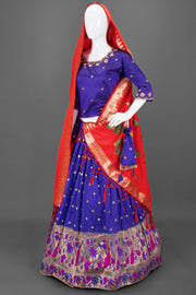 Violet Handcrafted Paithani Lehenga-Avishya