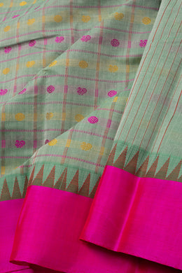 Green Kanchi Cotton Sarees with Silk Border 10074944
