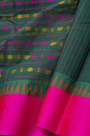 Green Kanchi Cotton Sarees with Silk Border 10074945