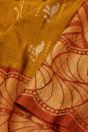 Mustard Yellow Jute Weave Kanjivaram Vegan Silk Saree 10073842