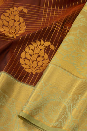 Brown Kanjivaram Vegan Silk Saree with Contrast Pallu 10073852