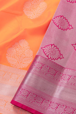 Orange Kanjivaram Vegan Silk Saree with Contrast Pallu 10073860