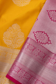 Yellow Kanjivaram Vegan Silk Saree with Contrast Pallu 10073865
