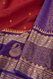 Maroon Kanjivaram Vegan Silk Saree with Contrast Pallu 10073874