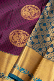 Purple Kanjivaram Vegan Silk Saree with Contrast Pallu 10073884