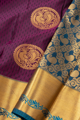 Purple Kanjivaram Vegan Silk Saree with Contrast Pallu 10073884