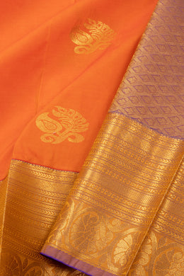 Orange Kanjivaram Vegan Silk Saree with Contrast Pallu 10073885