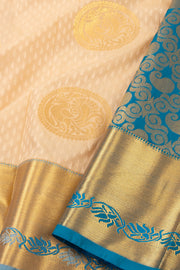 Beige Kanjivaram Vegan Silk Saree with Contrast Pallu 10073894