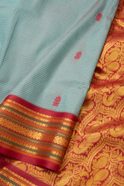 Blue Kanjivaram 9 yard Vegan Silk Saree 10073901