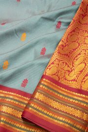 Blue Kanjivaram 9 yard Vegan Silk Saree 10073901