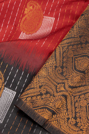 Red Kanjivaram Vegan Silk Saree with Contrast Pallu 10074854