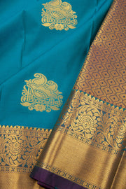 Blue Kanjivaram Vegan Silk Saree with Contrast Pallu 10074856