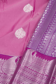 Pink Kanjivaram Vegan Silk Saree with Contrast Pallu 10074857