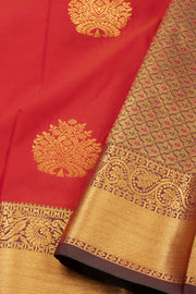 Red Kanjivaram Vegan Silk Saree with Contrast Pallu 10074859