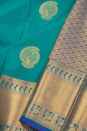 Blue Kanjivaram Vegan Silk Saree with Contrast Pallu 10074861