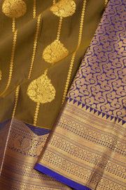 Brown Kanjivaram Vegan Silk Saree with Contrast Pallu 10074862