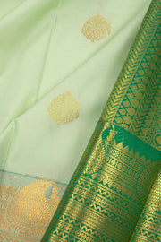 Green Kanjivaram Vegan Silk Saree with Contrast Pallu 10074863