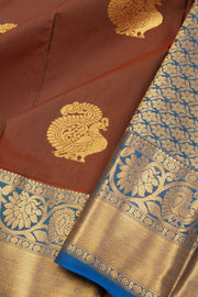 Brown Kanjivaram Vegan Silk Saree with Contrast Pallu 10074865
