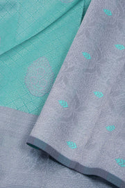 Blue Kanjivaram Vegan Silk Saree with Contrast Pallu 10074885