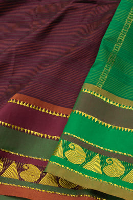 Kanjivaram Vegan Viscose Silk Saree Berry Chocolate Color and Traditional Design 10075540