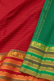 Kanjivaram Vegan Viscose Silk Saree Red Sox Color and Traditional Design 10075542