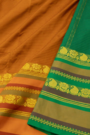 Kanjivaram Vegan Viscose Silk Saree Browny Orange Color and Traditional Design 10075543