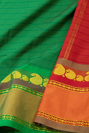 Kanjivaram Vegan Viscose Silk Saree Sea Green Color and Traditional Design 10075545