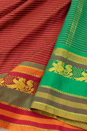 Kanjivaram Vegan Viscose Silk Saree Auburn Red Color and Traditional Design 10075547