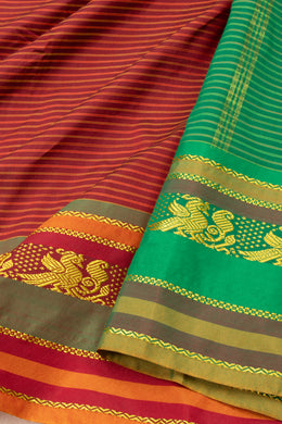 Kanjivaram Vegan Viscose Silk Saree Auburn Red Color and Traditional Design 10075547