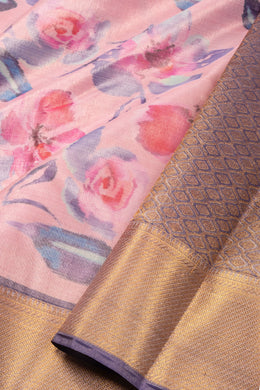 Cameo Pink Printed Kanjivaram Silk Saree 10075580