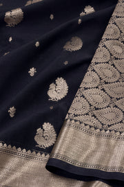 Black Kanjivaram Vegan Silk Saree 10075585