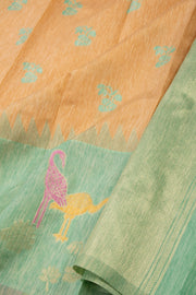 Kanjivaram Vegan Viscose Silk Brown Beige Color Jute Style Finish 10075597