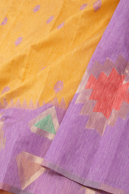 Kanjivaram Vegan Viscose Silk Bee Yellow Color Jute Style Finish 10075598