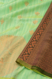  Tea Green Jute Weave Kanjivaram Vegan Silk Saree 10075704
