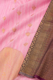 Pink Jute Weave Kanjivaram Vegan Silk Saree 10075707