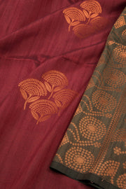 Maroon Jute Weave Kanjivaram Vegan Silk Saree 10075708