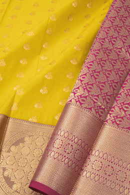 Yellow Kanjivaram Vegan Silk Saree 10076029