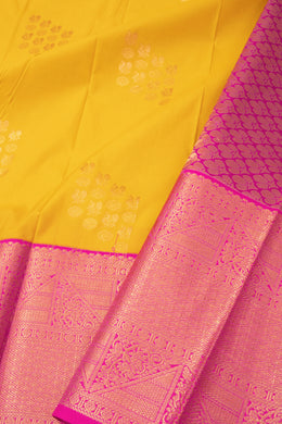 Yellow Kanjivaram Vegan Silk Saree 10076031