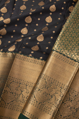 Black Kanjivaram Vegan Silk Saree 10076032