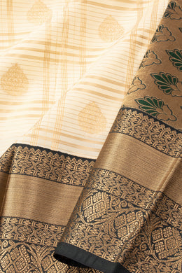 Cream Kanjivaram Vegan Silk Saree 10076035